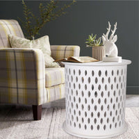 Pansy  Wooden Round 50cm Side Table Sofa End Tables - White