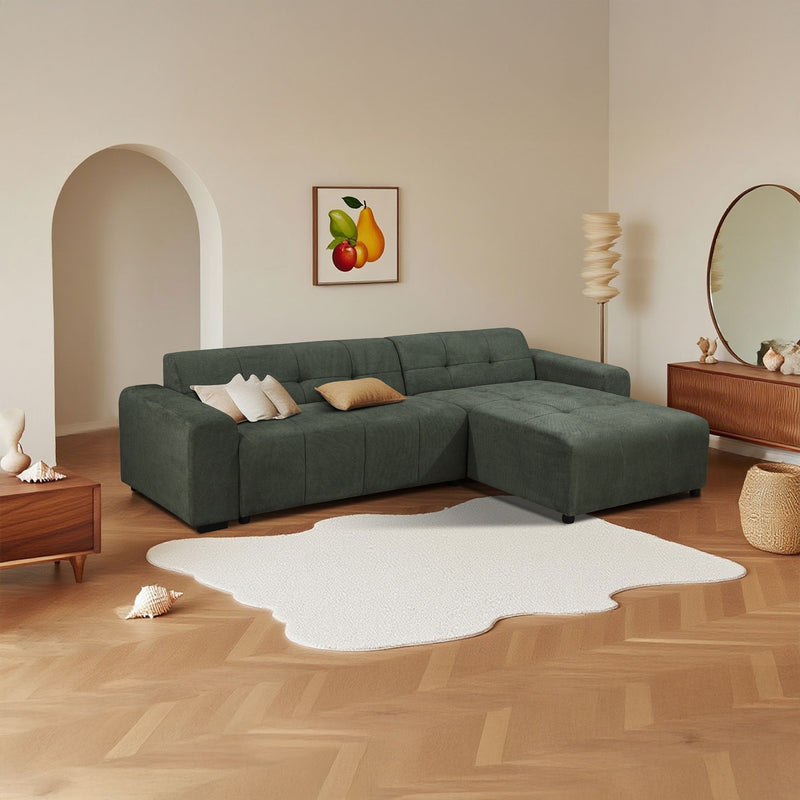 Quinn Seater Sofa with Reversible Chaise Green – Divano Furniture