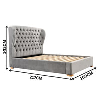Raina Fabric Double Bed Frame Silver Grey