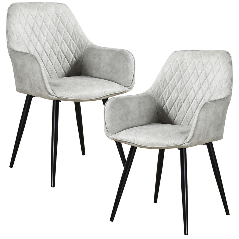 Rosy Set of 2 Dining Chair Fabric Upholstered Seat Metal Leg - Beige