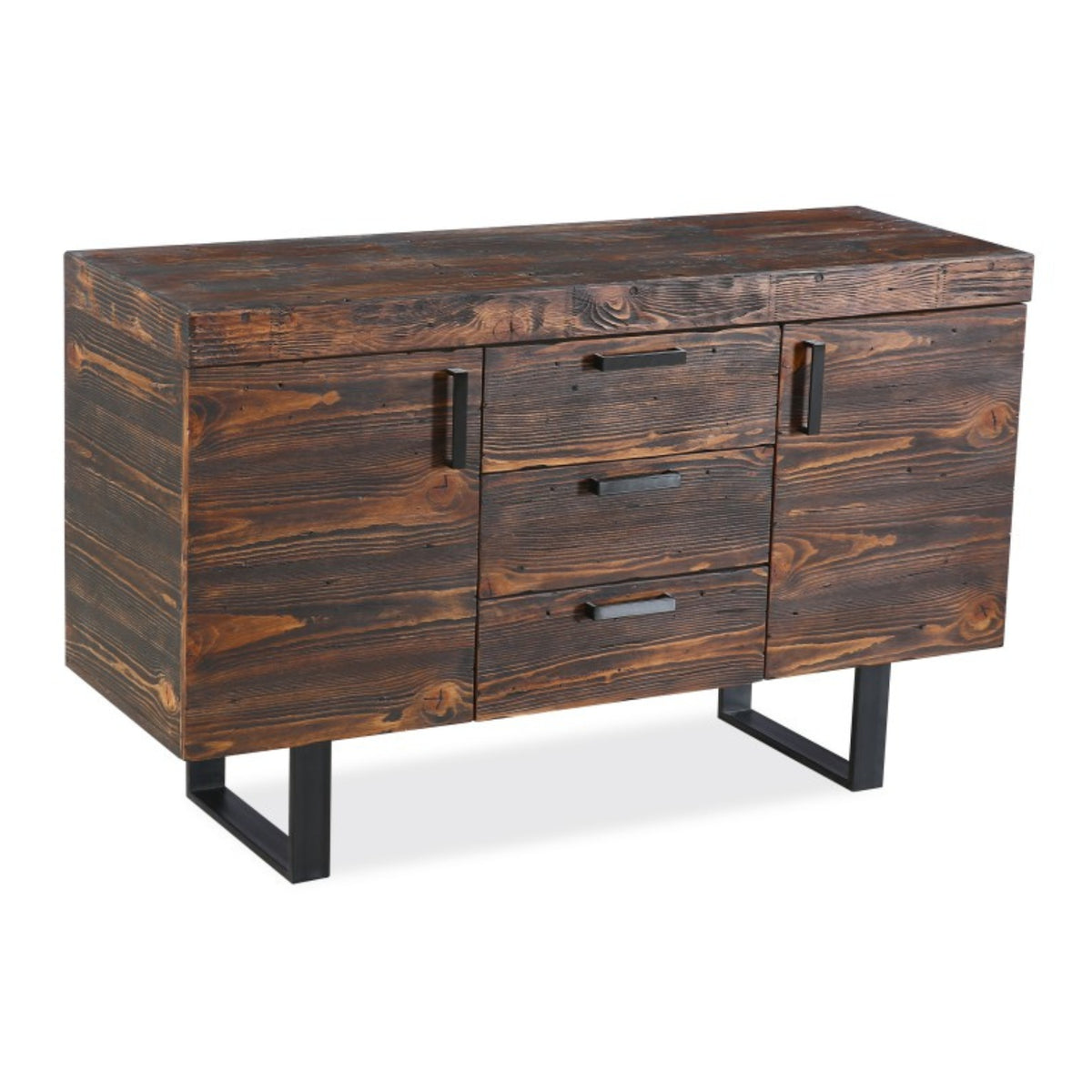 Rustica 150cm Buffet Table Cabinet Solid Pine Wood 3 Drawer 2 Door Black