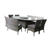 Samoa 7pc Oval Wicker Dining Table Set Grey