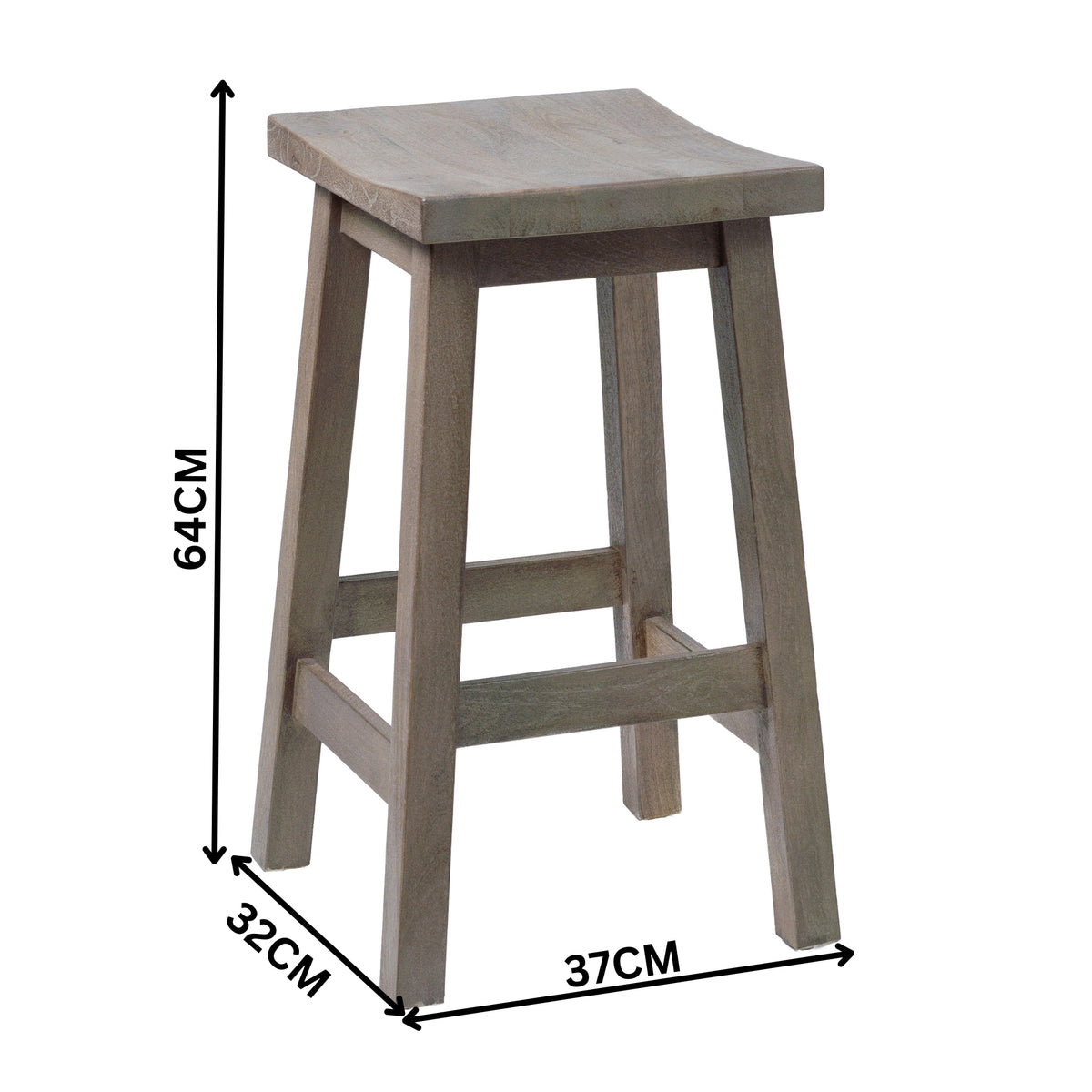 Sensei Kitchen Barstool Timber Bar Chair Stool Wash Grey