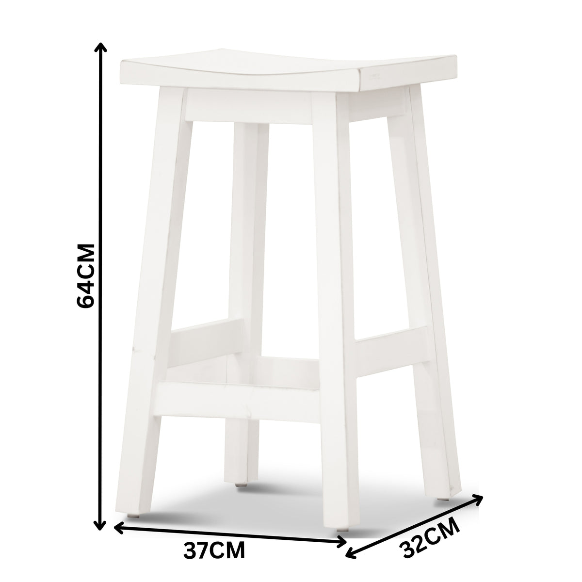 Sensei Kitchen Barstool Timber Bar Chair Stool White