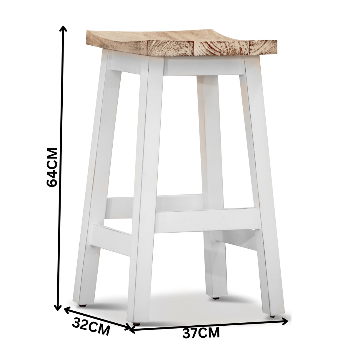Sensei Kitchen Barstool Timber Bar Chair Stool White Wash Grey
