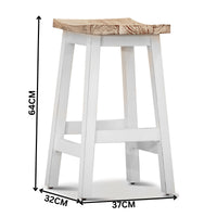 Sensei Kitchen Barstool Timber Bar Chair Stool White Wash Grey
