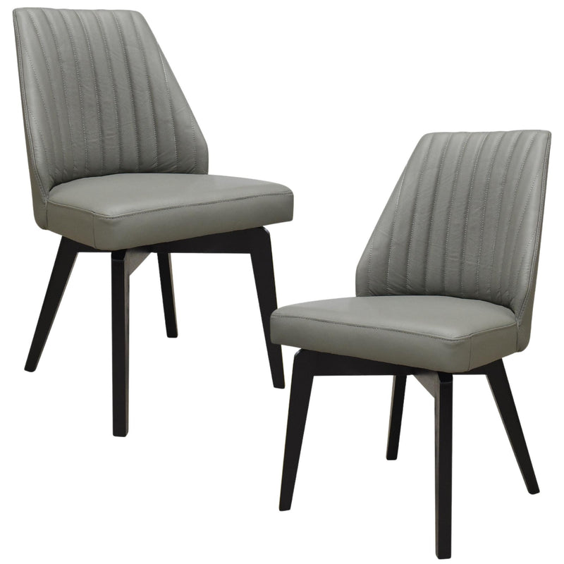 Shelby Set of 2 Dining Chair Genuine Leather Solid Rubber Wood Frame