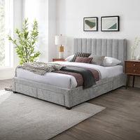 St Coco King Bed Frame Storage Drawer Stone Grey