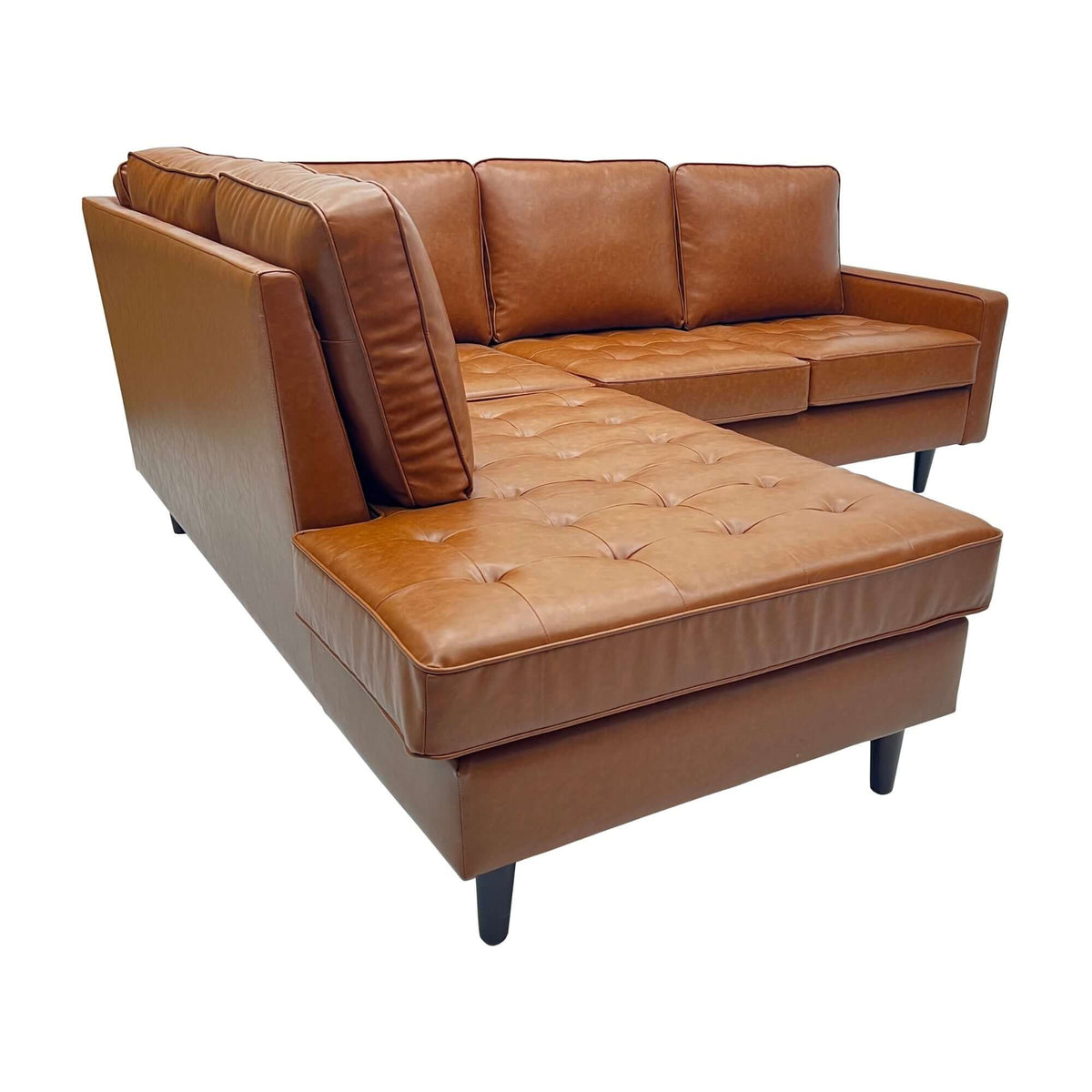 Stockholm 5 Seater Sofa LHF Chaise Premium Faux Leather Sofa Tan