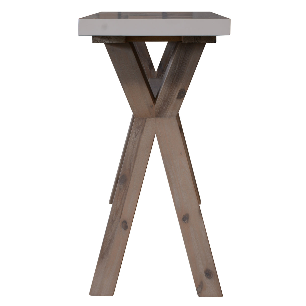 Stony 130cm Console Table with Concrete Top White