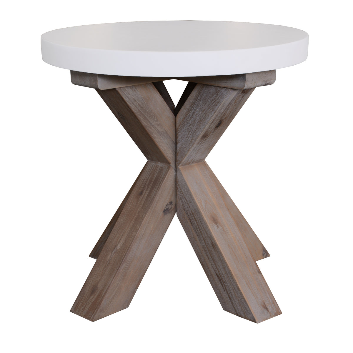 Stony Lamp Table with Concrete Top White 50cm - Round
