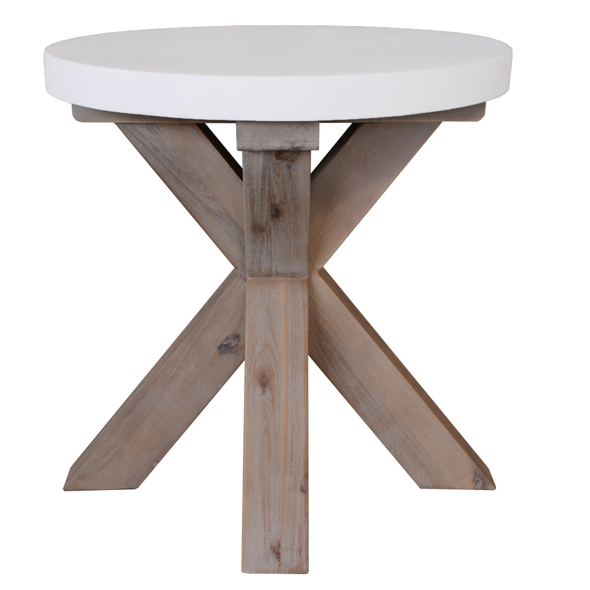 Stony Lamp Table with Concrete Top White 50cm - Round