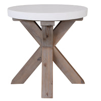 Stony Lamp Table with Concrete Top White 50cm - Round