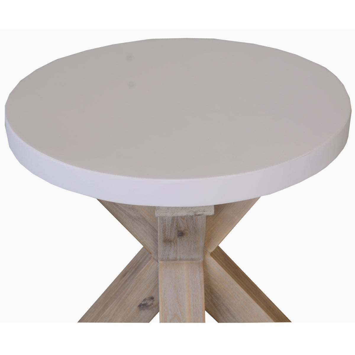 Stony Lamp Table with Concrete Top White 50cm - Round