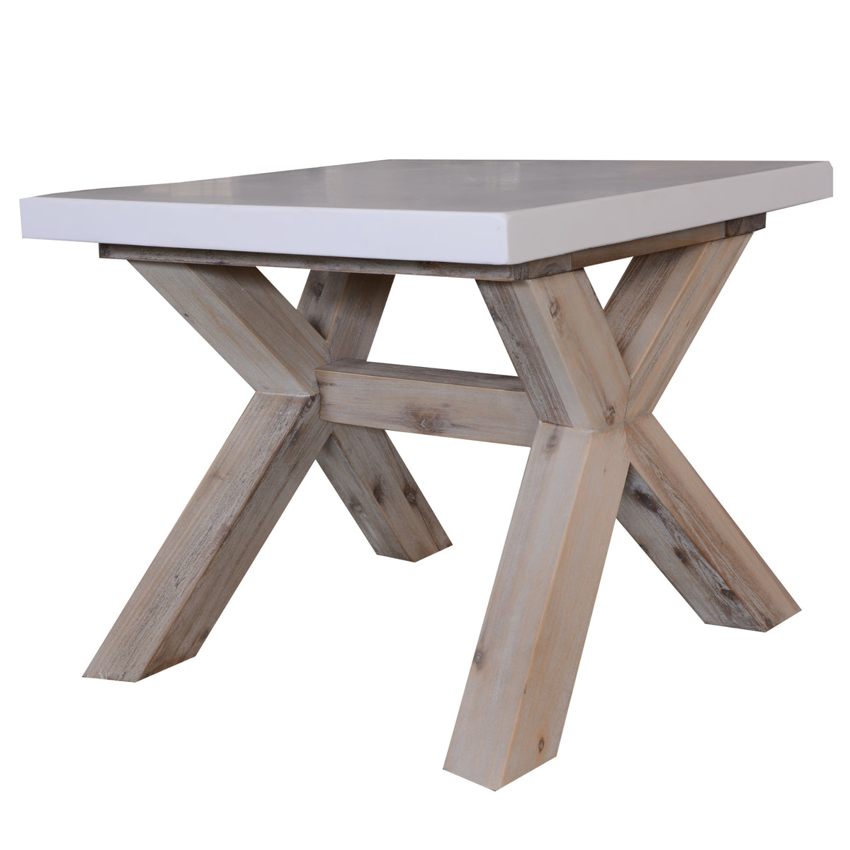 Stony Lamp Table with Concrete Top White 60cm - Square