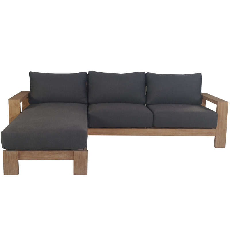 Stud 3 Seater Outdoor Patio Reversible Chaise Sofa Lounge Eucalyptus Solid Wood