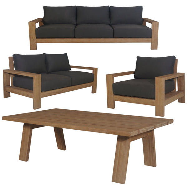 Stud 4pc 3+2+1 Seater Outdoor Patio Sofa Lounge Set Solid Timber Coffee Table