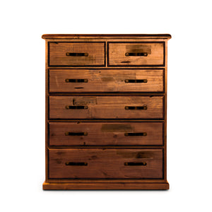 Umber Tallboy 6 Chest of Drawers Solid Pine Wood Storage Cabinet - Dark Brown