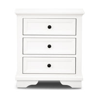 Venice Bedside Table 3 Drawer White