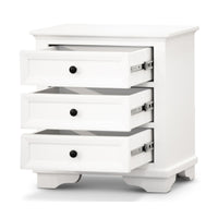 Venice Bedside Table 3 Drawer White