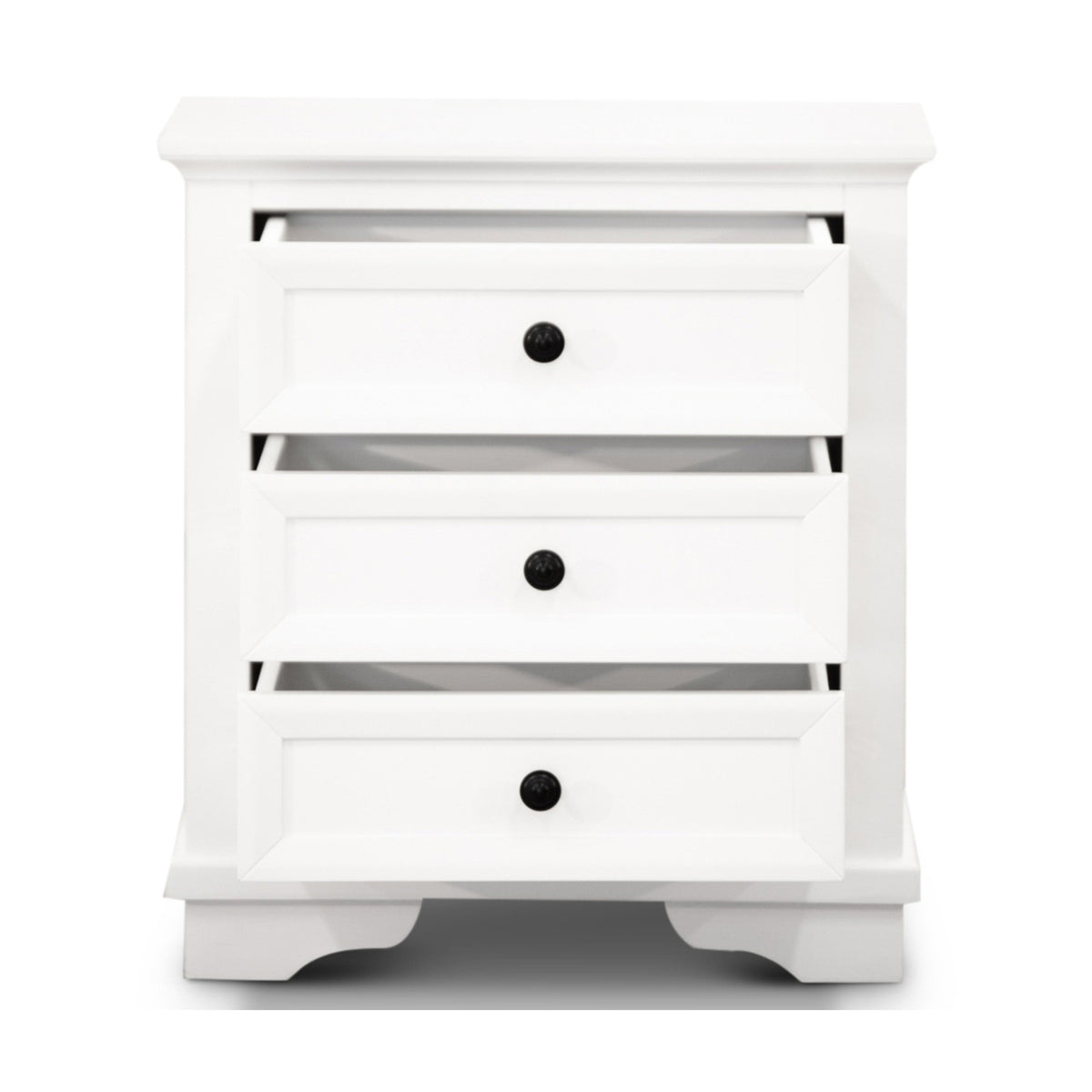 Venice Bedside Table 3 Drawer White
