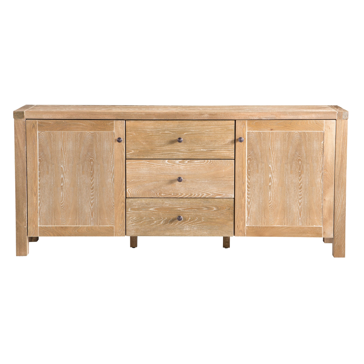 Woodland 180cm Buffet Table Cabinet Timber Wood 3 Drawer 2 Door Natural