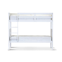 Zinnia Single Bunk Bed Frame Solid Rubber Timber Wood Loft Furniture - White