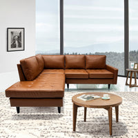Stockholm 4 Seater Sofa With LHF Chaise Premium Faux Leather Sofa Tan