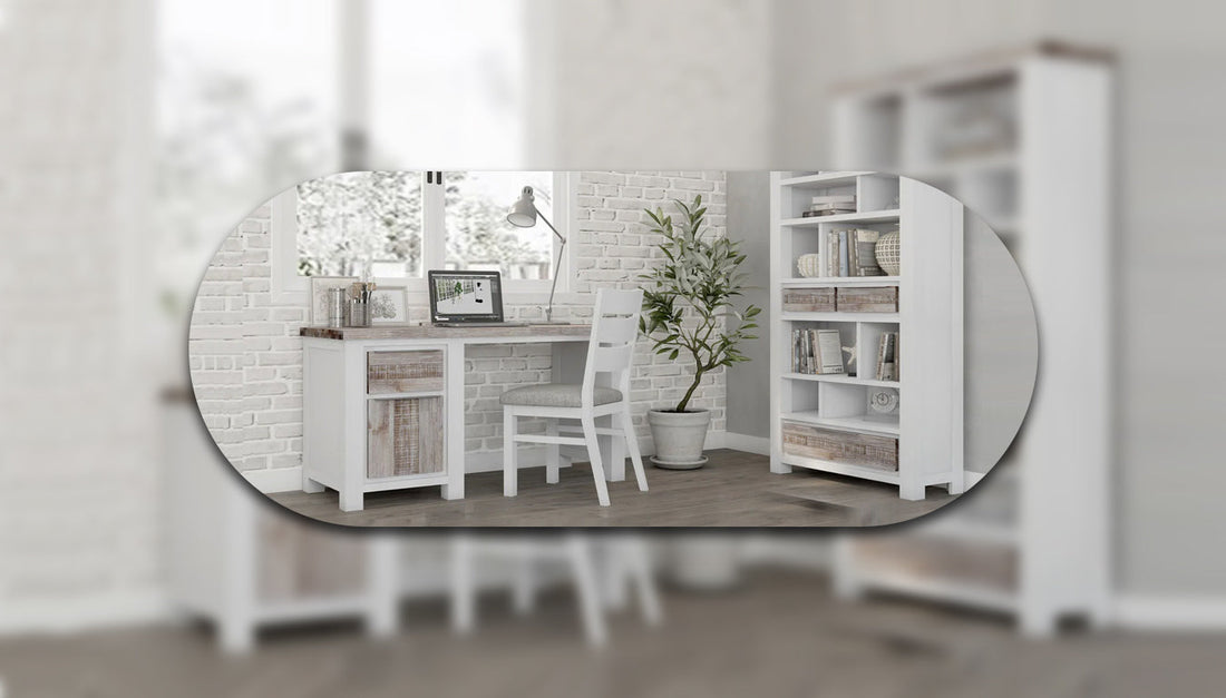 Plumeria 200cm Bookshelf with office desk