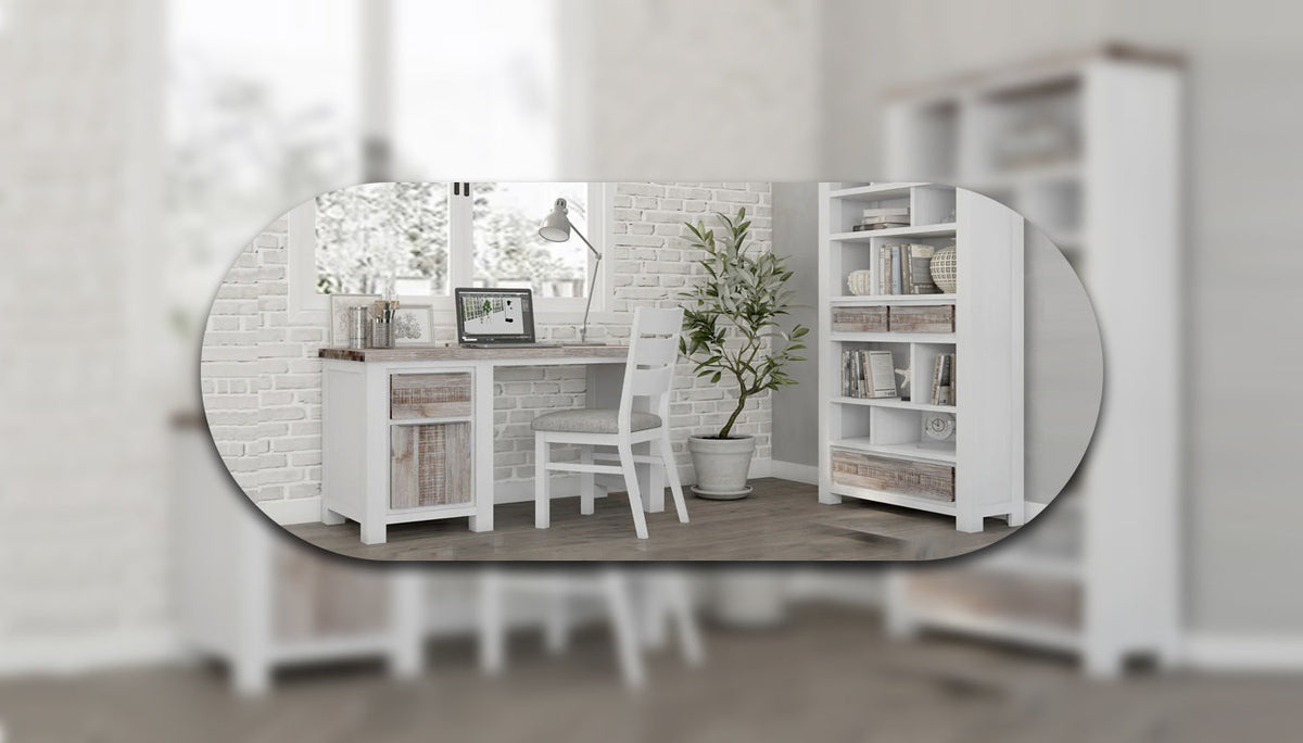 Plumeria 200cm Bookshelf with office desk