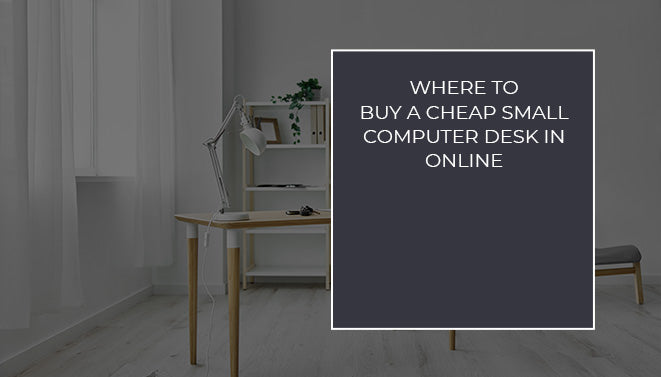 minimalist small computer desk setup in a bright home office space