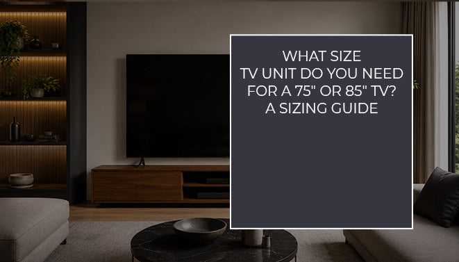 Modern TV unit with large television in stylish living room