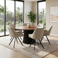 Henrik 7pc Set Round Dining Table Fabric Chair