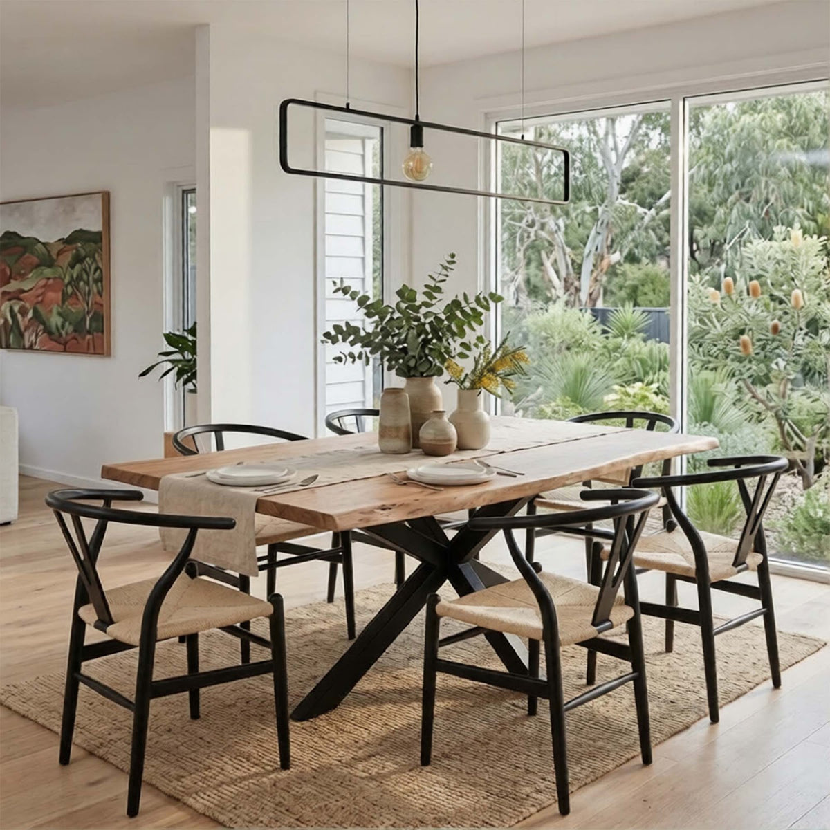 Lantana 7pc 180cm Dining Table Wishbone Chair Set