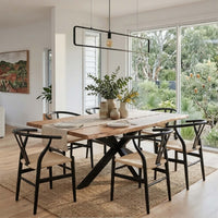 Lantana 7pc 180cm Dining Table Wishbone Chair Set