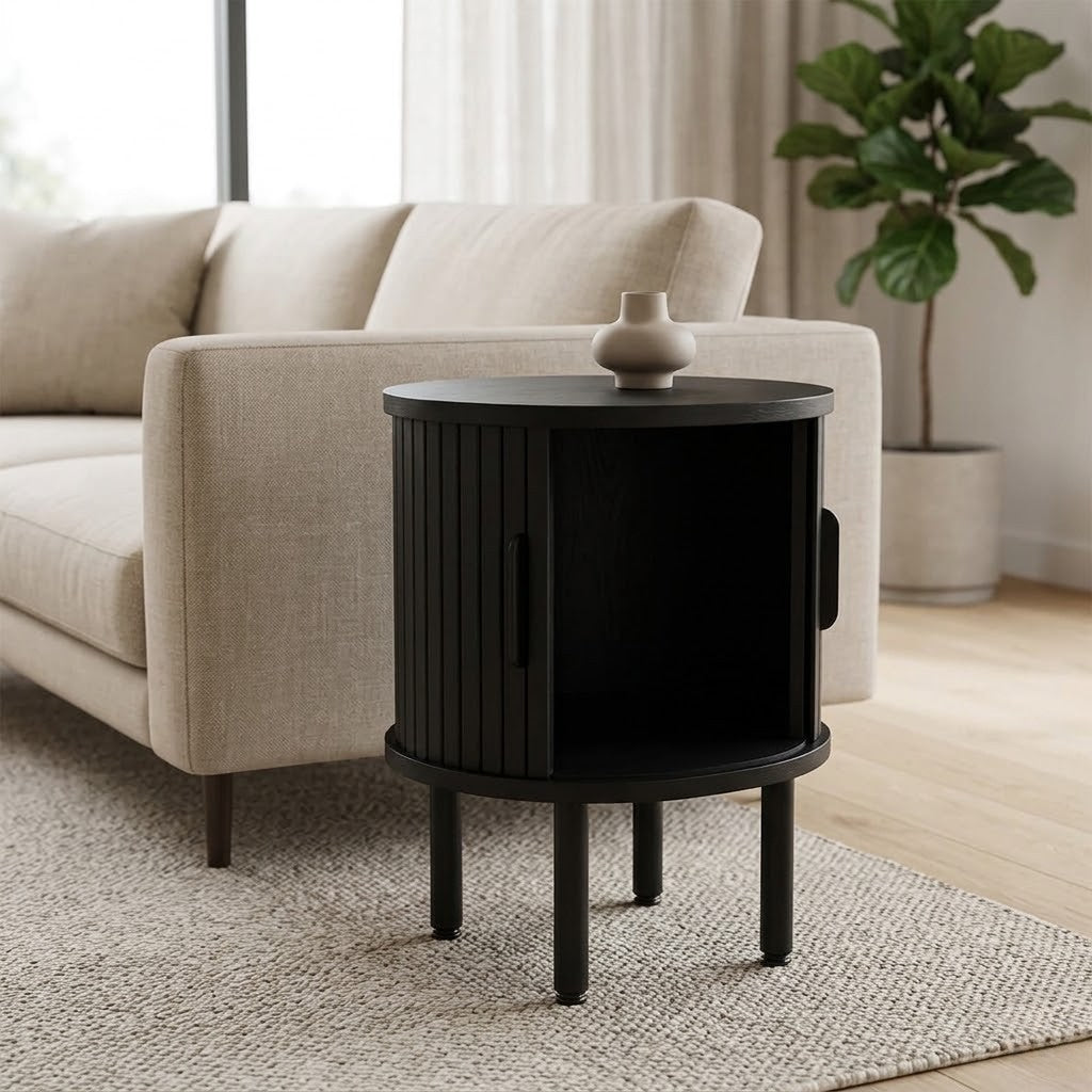 Alamein Dania 45cm Round Side Table Black