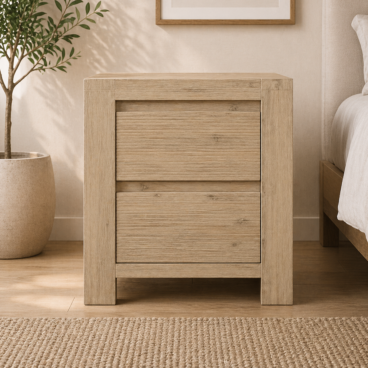Natalie Bedside Table Brushed Smoke Grey