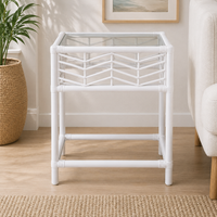 Hanoi 55cm Rattan Bedside Table White