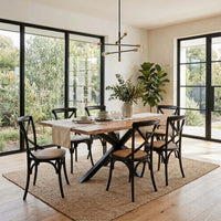 Lantana 7pc 210cm Dining Table X-back Chair Set