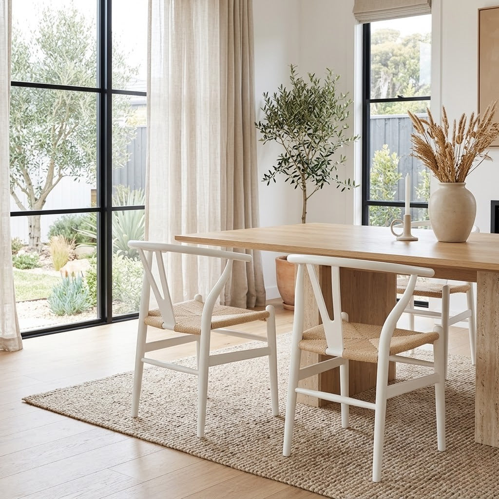 Anemone  Set of 2 Wishbone Dining Chair White