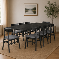 Claire 9pc Extendable Dining Table Fabric Seat Chair Set