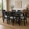 Ellen 7pc Dining Set 180cm Table 6 Chair Black