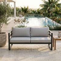 Bellavista 2 Seater Outdoor Sofa Lounge Aluminium Frame Charcoal