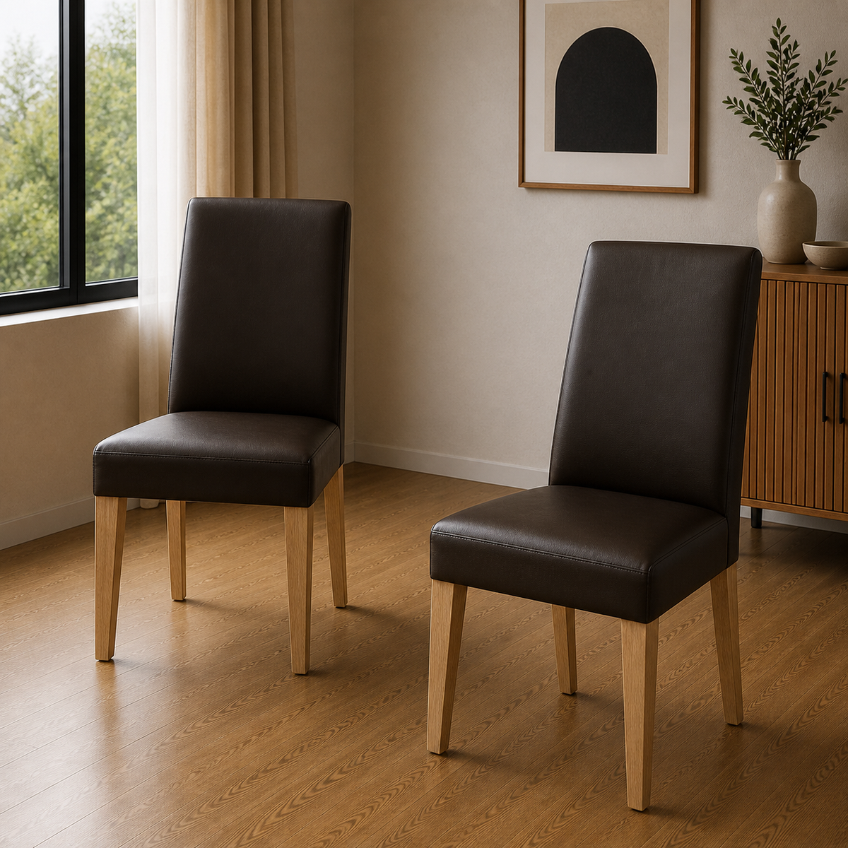 Rosemallow 2pc Set PU Leather Dining Chair Black