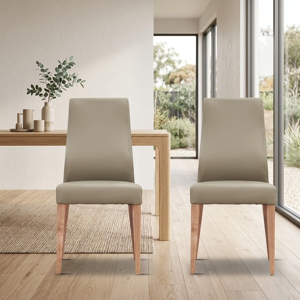 Rosemallow 2pc Set PU Leather Dining Chair Silver