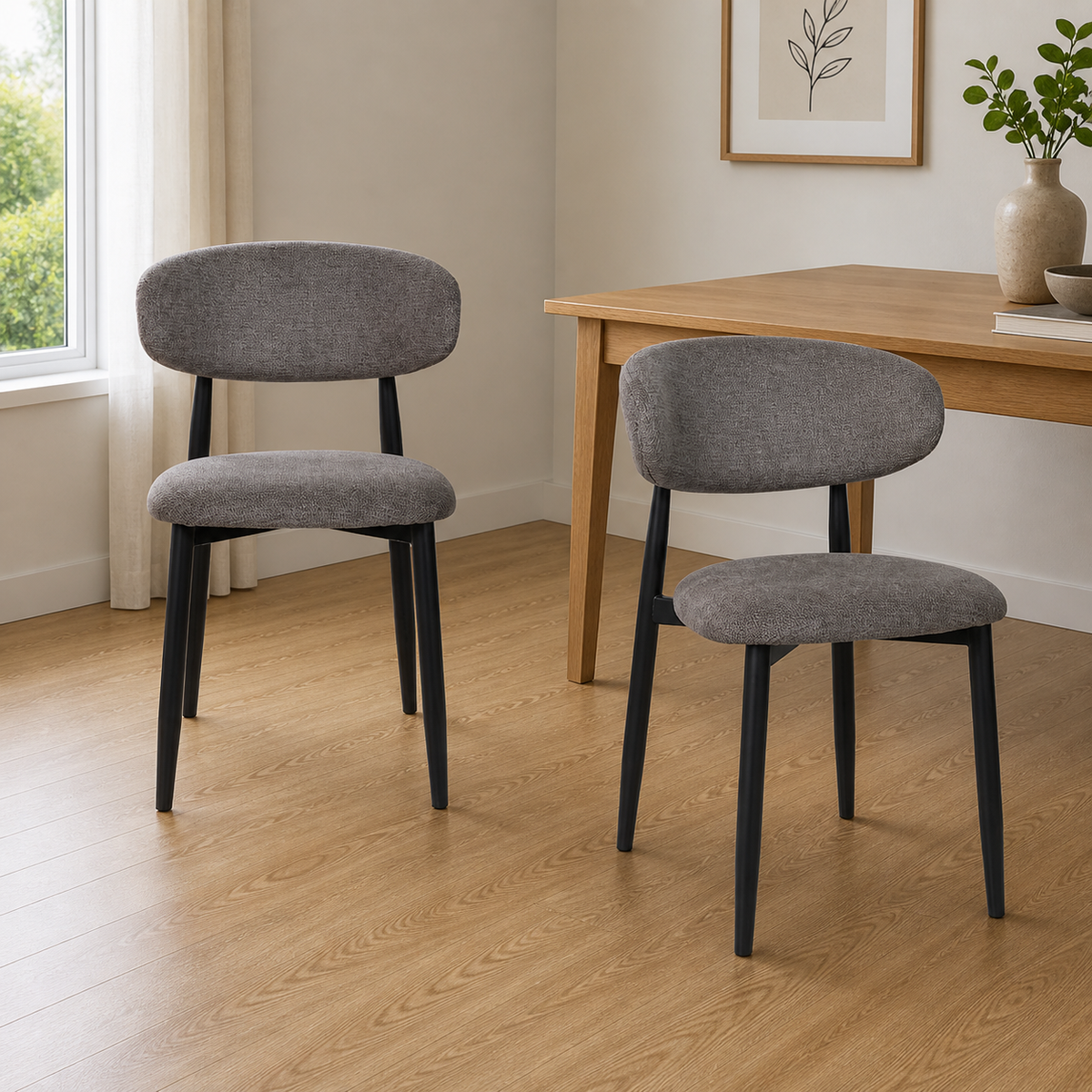 Louie 2pc Dining Chair Black Dark Grey