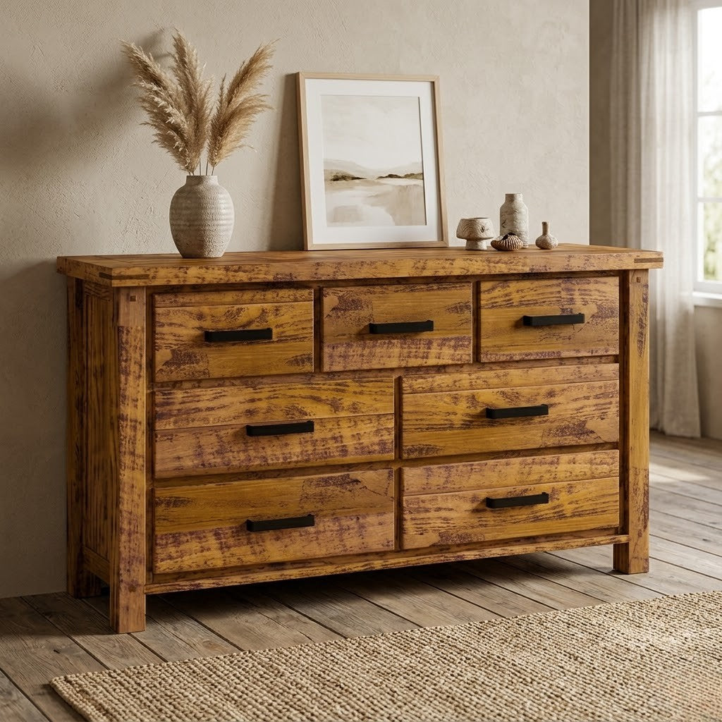 Camdenville Dresser Chest of Drawer Solid Pine Frame Oak