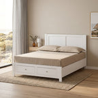 Luna Double Bed Frame Storage Drawer White
