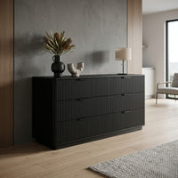Manna Dresser Fluted Chest of Drawer Black