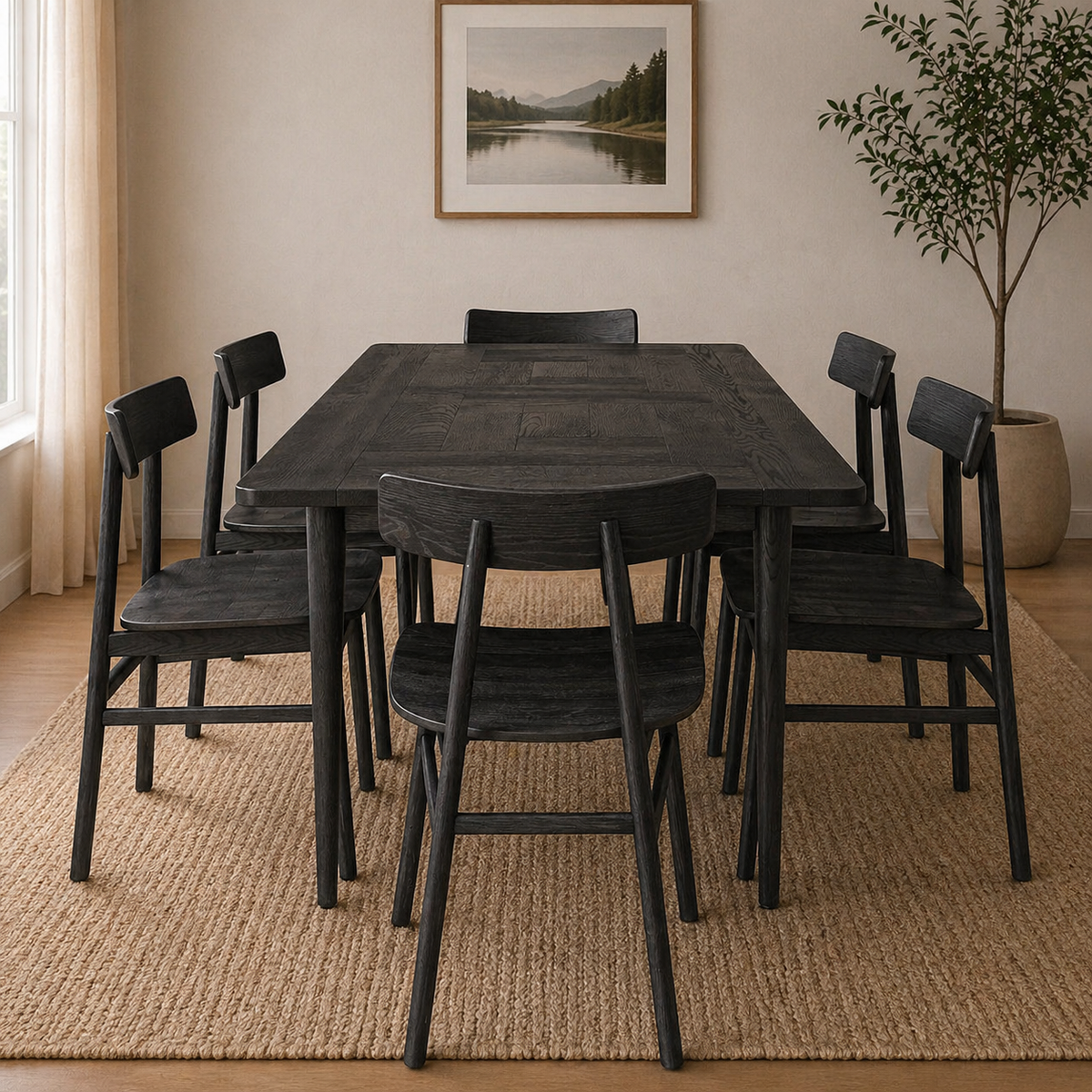 Claire 7pc Dining Table Timber Seat Chair Set
